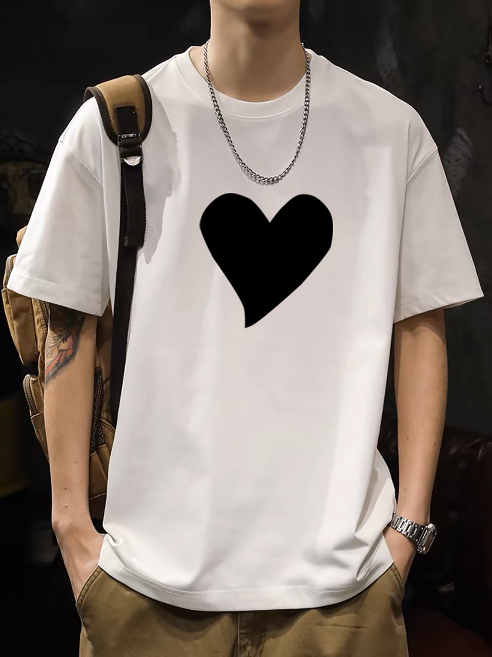 2025 New Korean Style Men's T-Shirt – 200G Premium Cotton Short Sleeve (White)