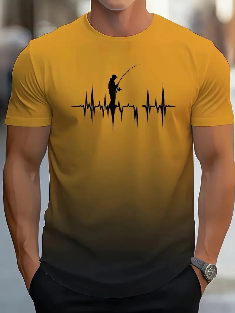 Men's Gradient 3D Print Sports T-Shirt – Summer Fashion Short Sleeve