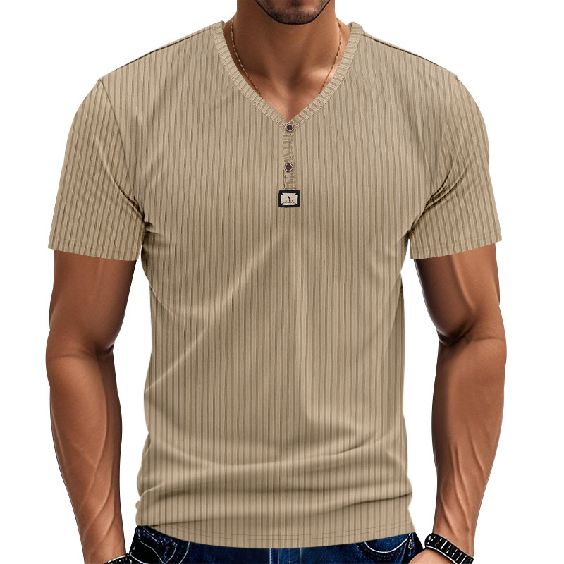 Jacquard Ribbed Henley Shirt – Luxury Breathable Men’s Top
