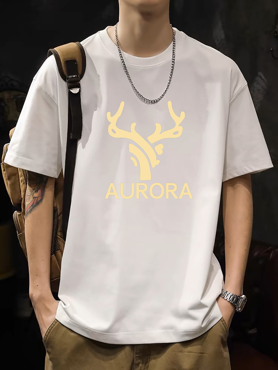 2025 New Korean Style Men's T-Shirt – 200G Premium Cotton Short Sleeve (White)