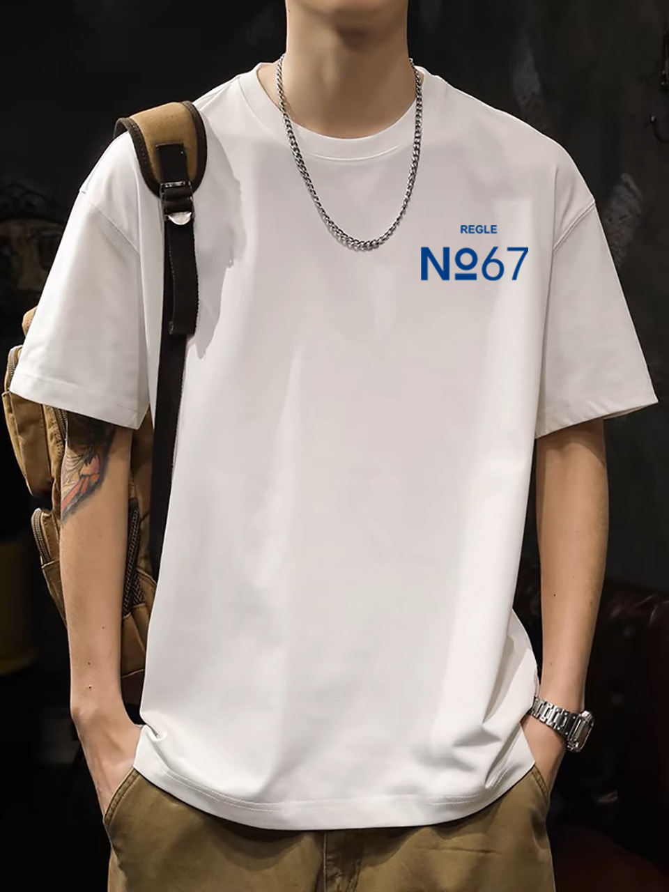 2025 New Korean Style Men's T-Shirt – 200G Premium Cotton Short Sleeve (White)