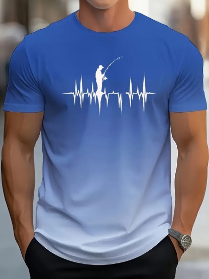 Men's Gradient 3D Print Sports T-Shirt – Summer Fashion Short Sleeve