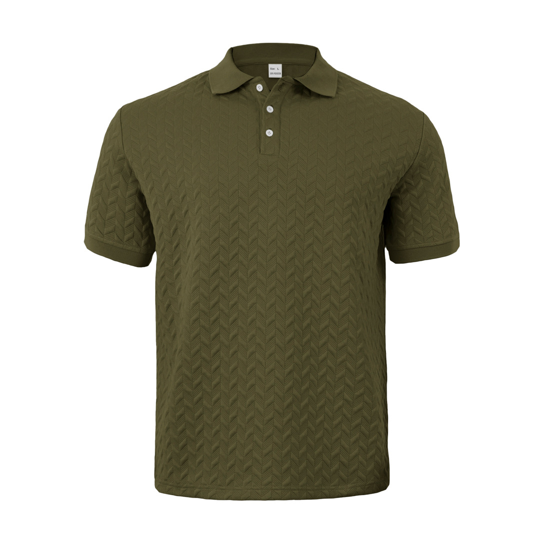 Summer Men's Heavy Jacquard Design Simple Casual Business Loose Polo Short Sleeve