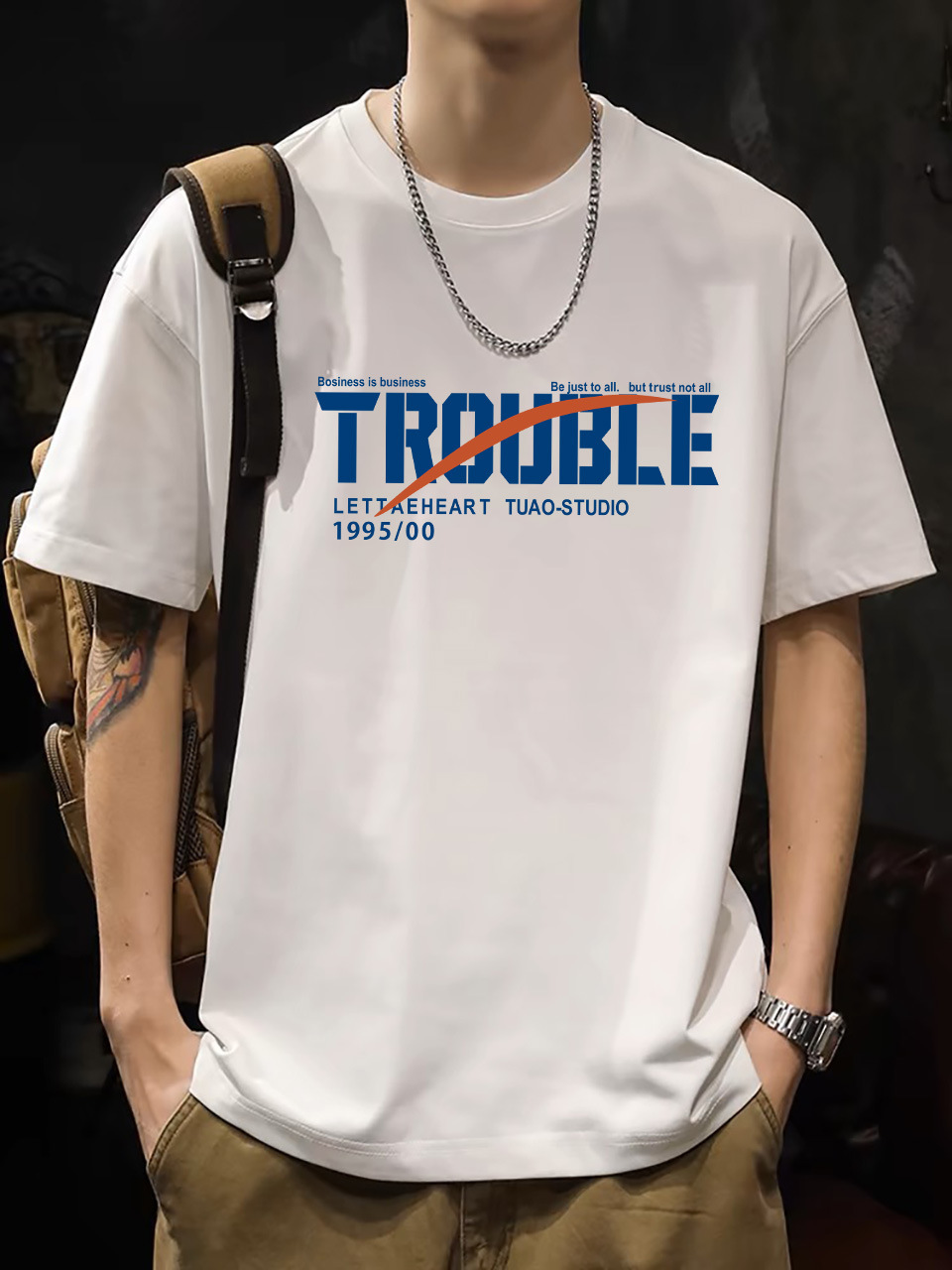 2025 New Korean Style Men's T-Shirt – 200G Premium Cotton Short Sleeve (White)