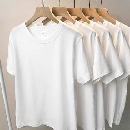2025 New Korean Style Men's T-Shirt – 200G Premium Cotton Short Sleeve (White)