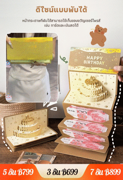  ซองอั่งเปาสามมิติแต่งเค้กวันเกิด