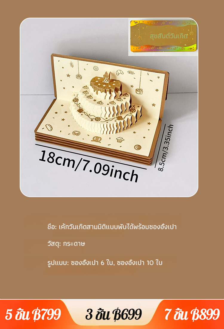  ซองอั่งเปาสามมิติแต่งเค้กวันเกิด
