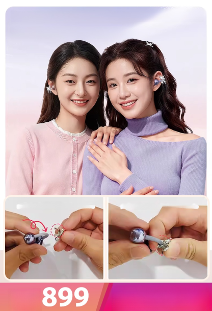 หูฟังบลูทูธเครื่องประดับหูแต่งโบว์