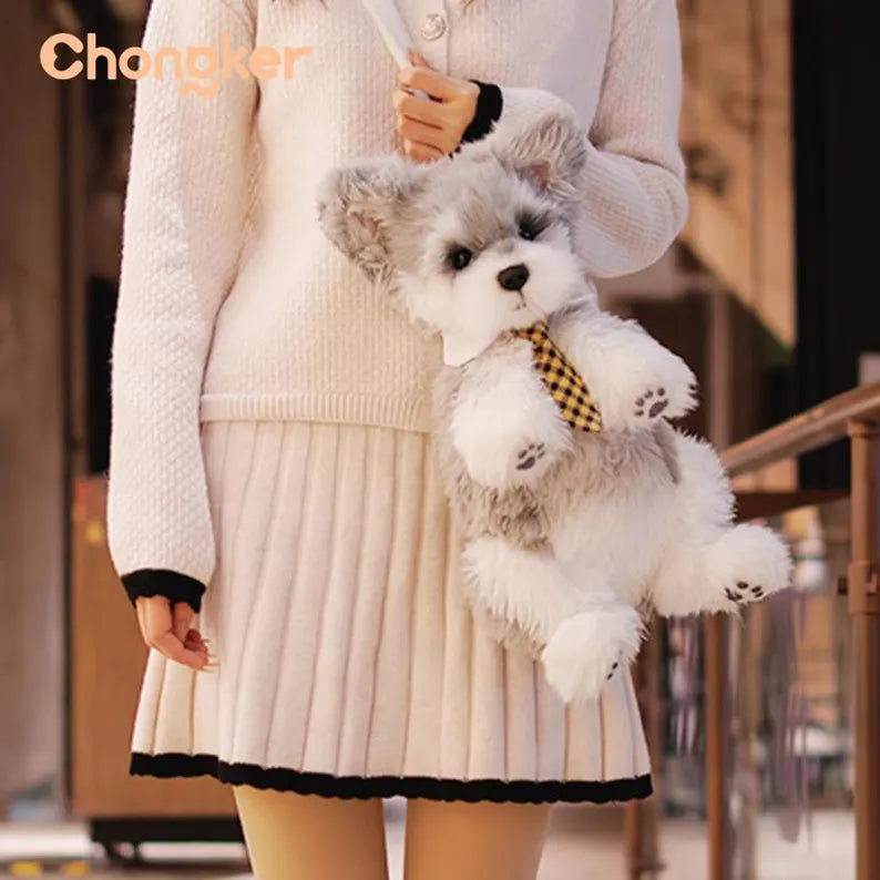 Chongker | Handmade Realistic Plush | Schnauzer Dog Backpack