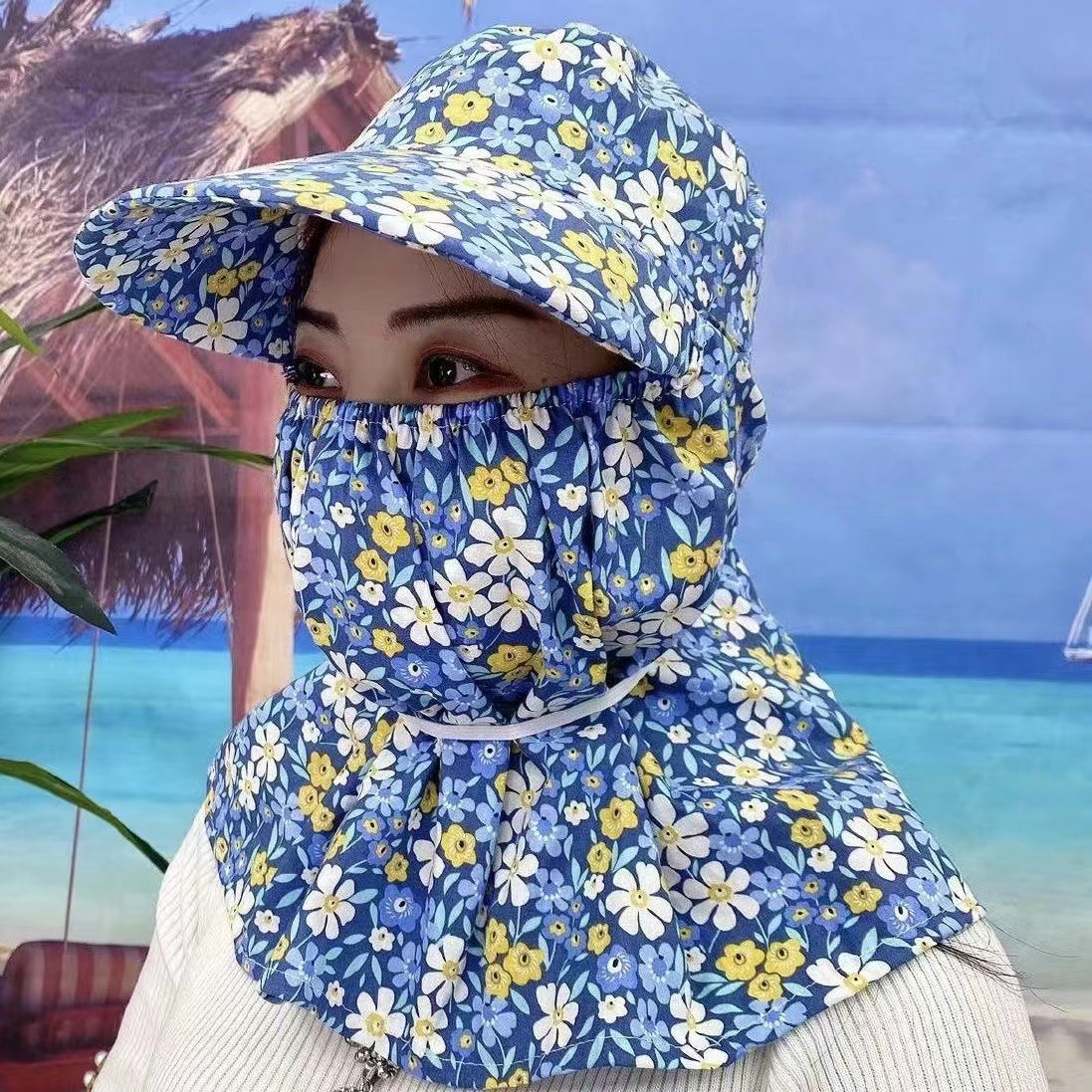 Lélegző nyakvédős napellenzős sapka