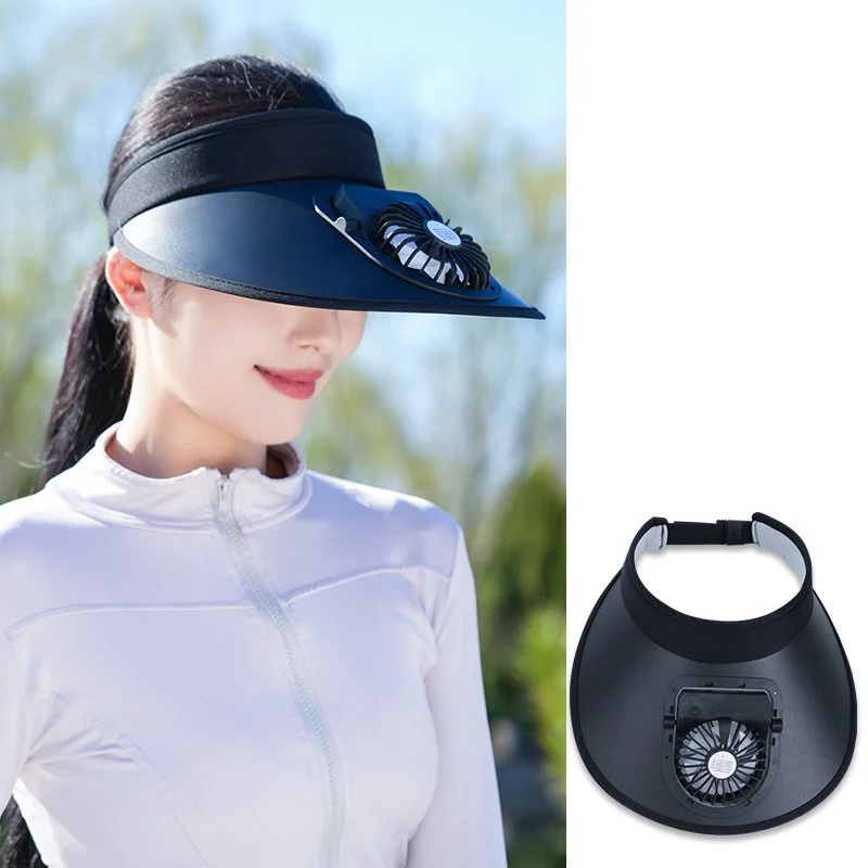 Újratölthető napellenzős kalap beépített ventilátorral hölgyeknek