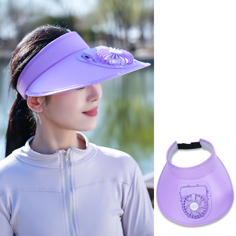 Újratölthető napellenzős kalap beépített ventilátorral hölgyeknek