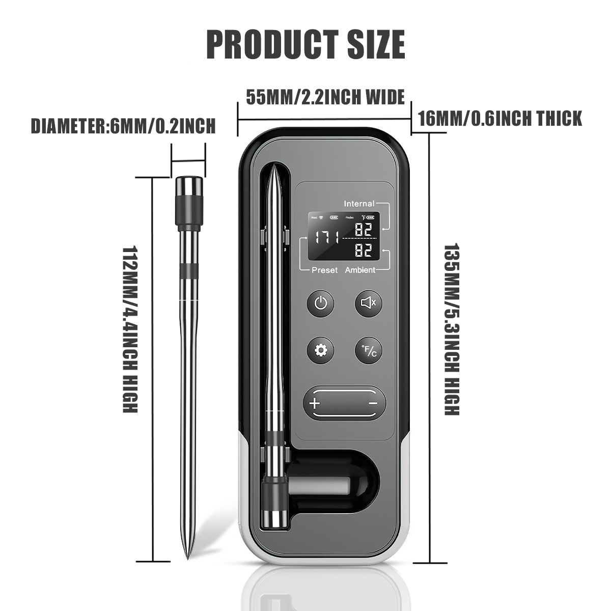 Aussie BBQ Pro - Smart Bluetooth Meat Thermometer | Wireless Grill Temp Monitor | for Steak, Smoking & Roasting