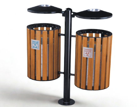 HD-Q2208 木製戶外雙連分類垃圾桶