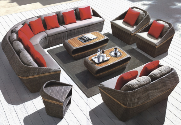 HD-A160 仿藤沙發茶几套裝