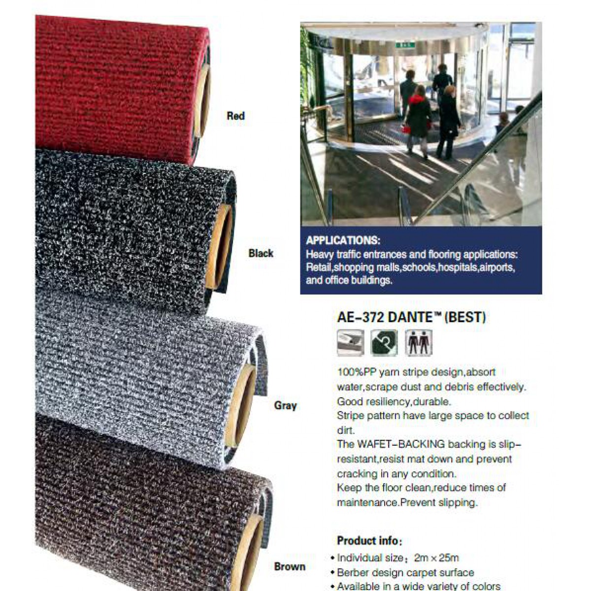 Bonbon AE-372 小條紋吸水刮塵地毯