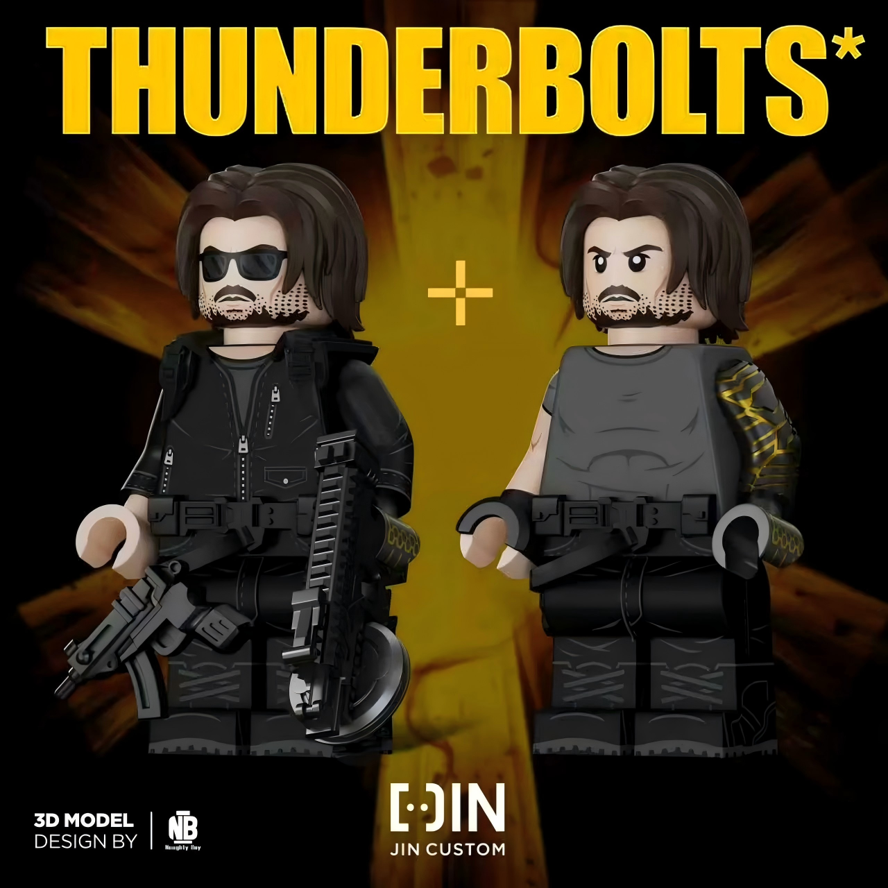 【JIN】Winter Soldier (Thunderbolts) Double Minifigures with Motorcycle 冬兵（雷霆特工隊）雙人仔 + 機車 윈터 솔저(썬더볼츠) 더블 미니피규어+오토바이 【custom Marvel minifigures】