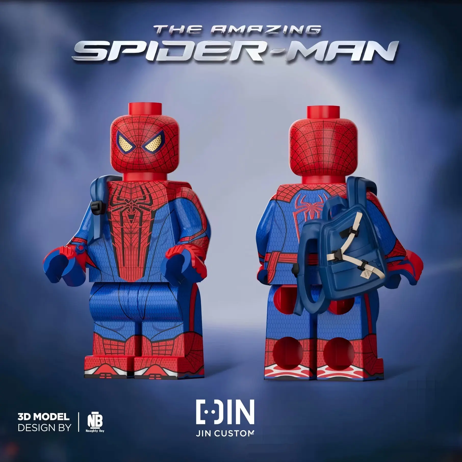 【JIN】Garfield‑version Spider‑Man V2 (The Amazing Spider‑Man) 加菲版蜘蛛人 V2（驚奇蜘蛛人） 가필드 버전 스파이더맨 V2 (어메이징 스파이더맨) 【custom minifigures】