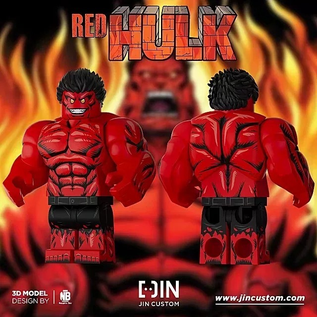 【JIN】Comic Book Red Hulk 漫畫手繪紅浩克 코믹북 레드 헐크【custom minifigures】