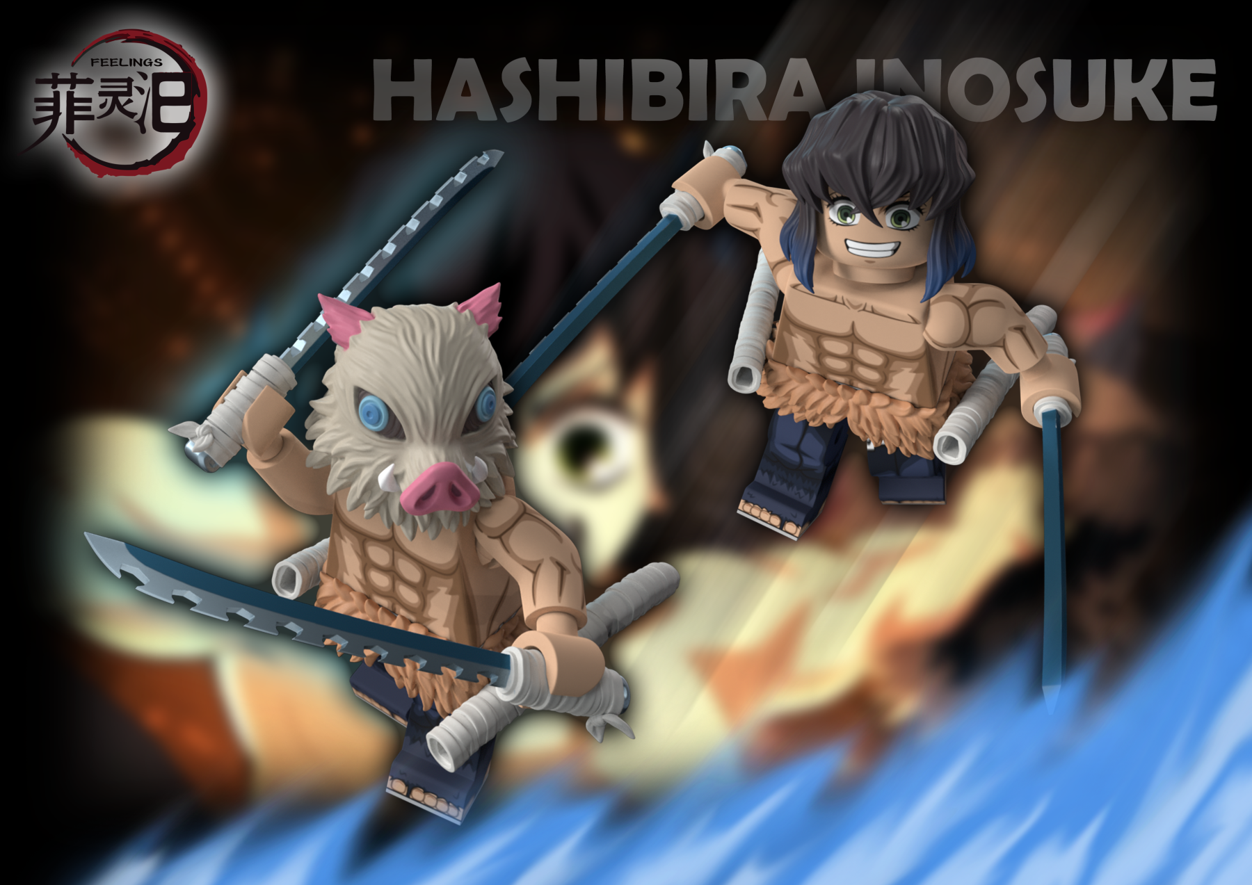 【Preorder】【Feelings】New product, Feelings Demon Slayer Kimetsu No Yaiba Hashibira Inosuke 鬼灭之刃 嘴平伊之助 Lego custom minifigure.-Tom_minifigs