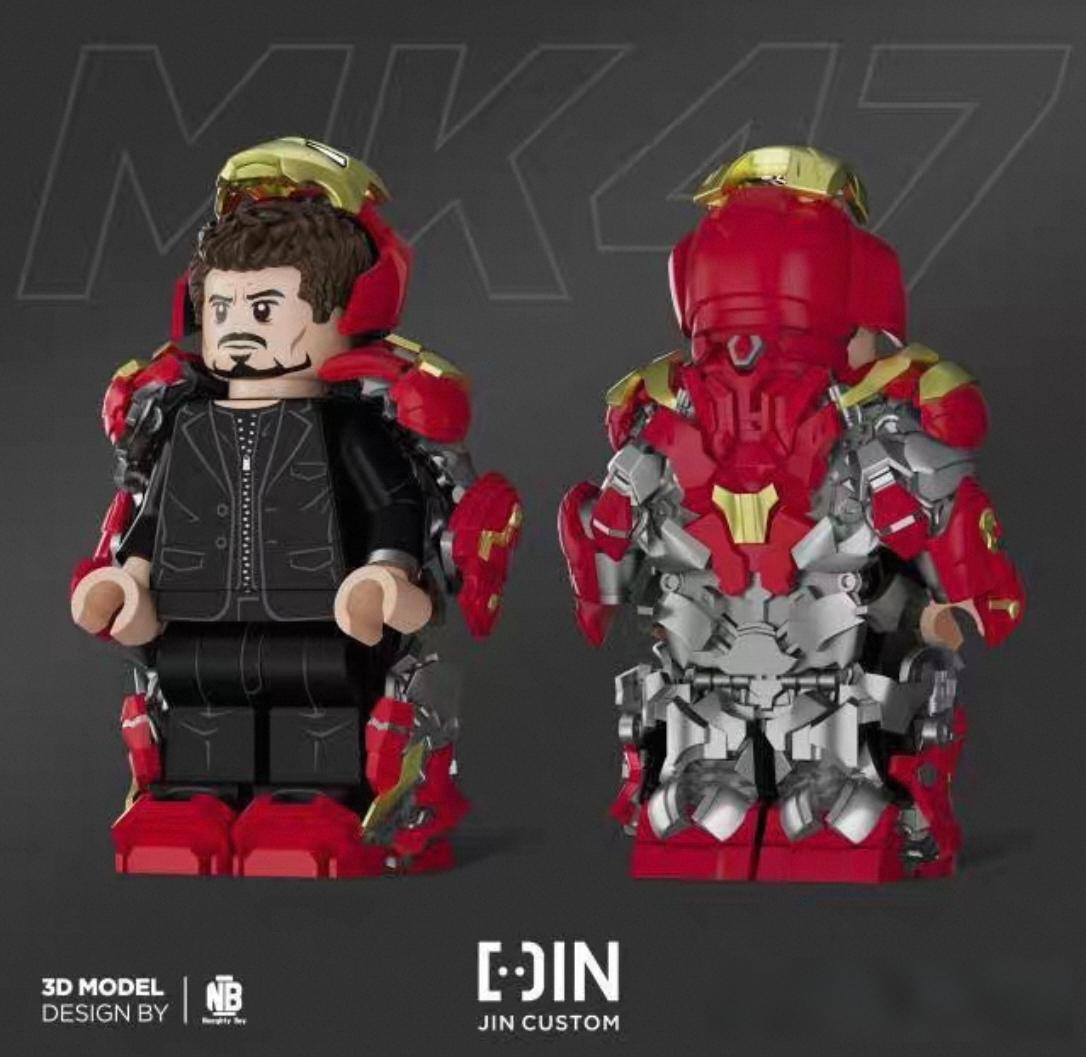[JIN] JIN Iron Man MK47 Open Armor Deep Red Version JIN 鋼鐵俠 開甲 MK47 深紅版 JIN 아이언맨 MK47 오픈 아머 딥 레드 버전【custom minifigures】