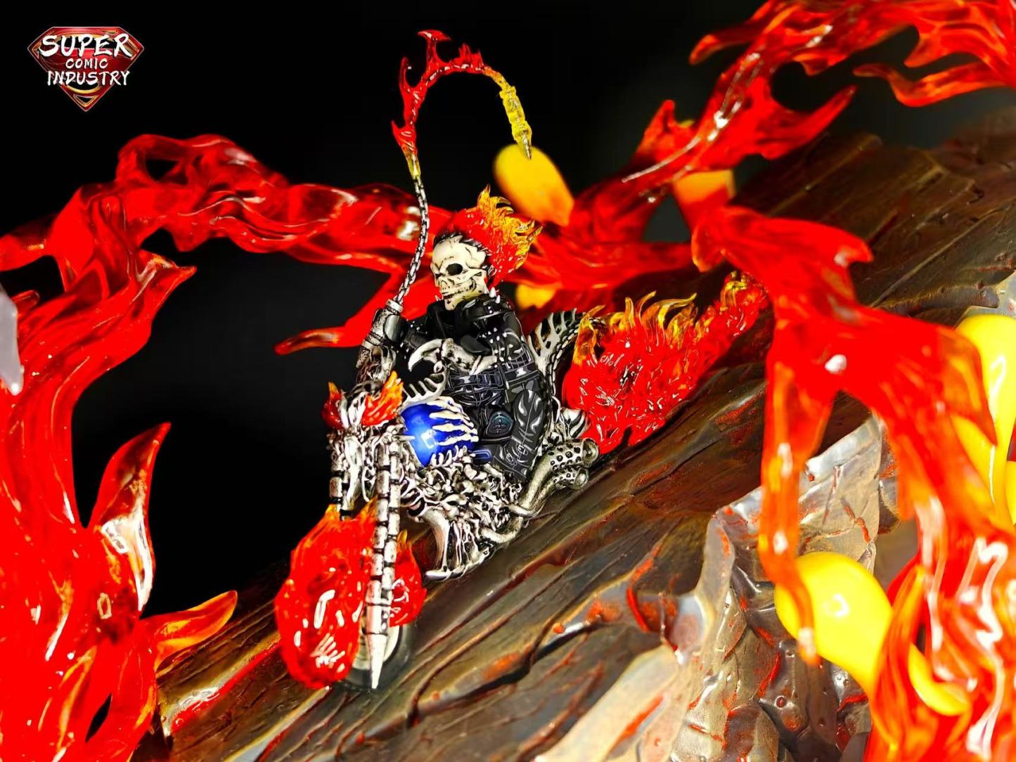 【Super comic fam】Nicolas Cage Version Ghost Rider - Hellfire Harley Motorcycle