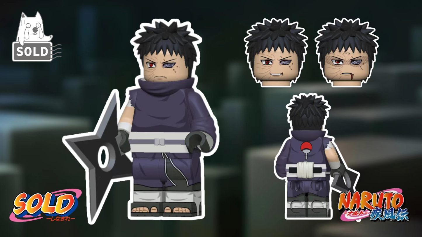 【Preorder】【Sold】Uchiha Obito (White Mask) + (Battle Damaged) Two Minifigure Set 宇智波帶土（白面具）+（戰損）雙人仔 우치하 오비토 (흰 가면) & (전투 손상) 2인 세트 피규어【naruto custom minifigures】