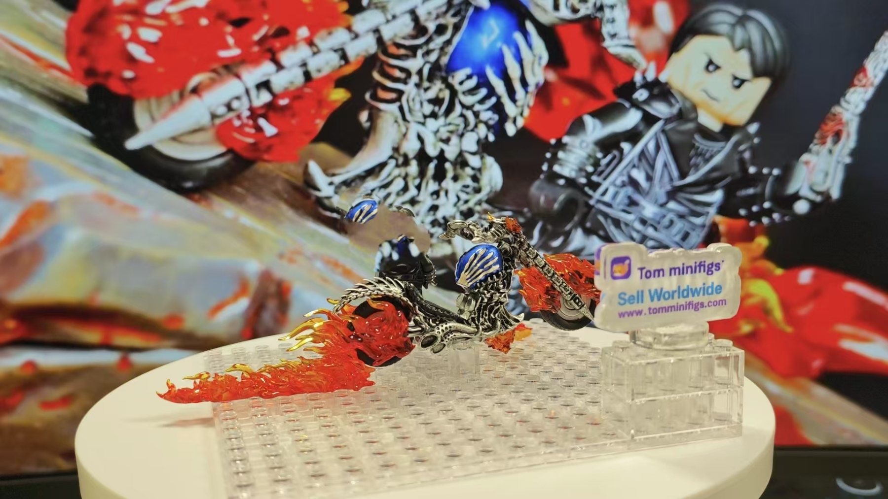 【Super comic fam】Nicolas Cage Version Ghost Rider - Hellfire Harley Motorcycle