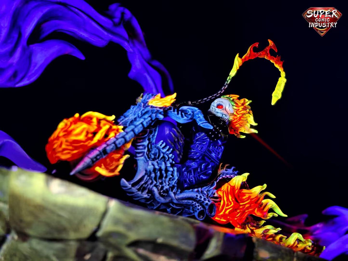 【Super comic fam】Nicolas Cage Version Ghost Rider - Hellfire Harley Motorcycle