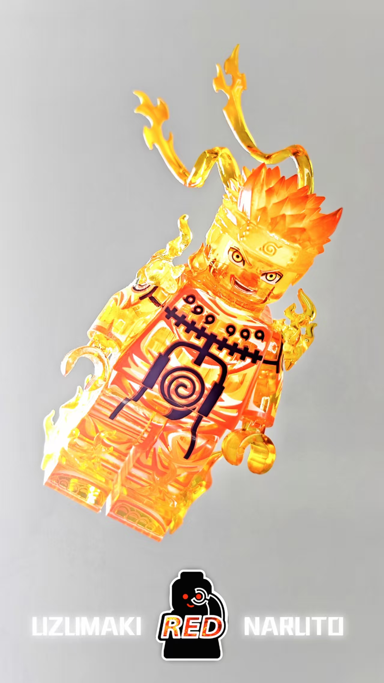 【Red】Nine-Tails Chakra Naruto - Transparent Gold 九尾查克拉鳴人－透金 구미호 차크라 나루토 - 투명 골드【naruto custom minifigures】
