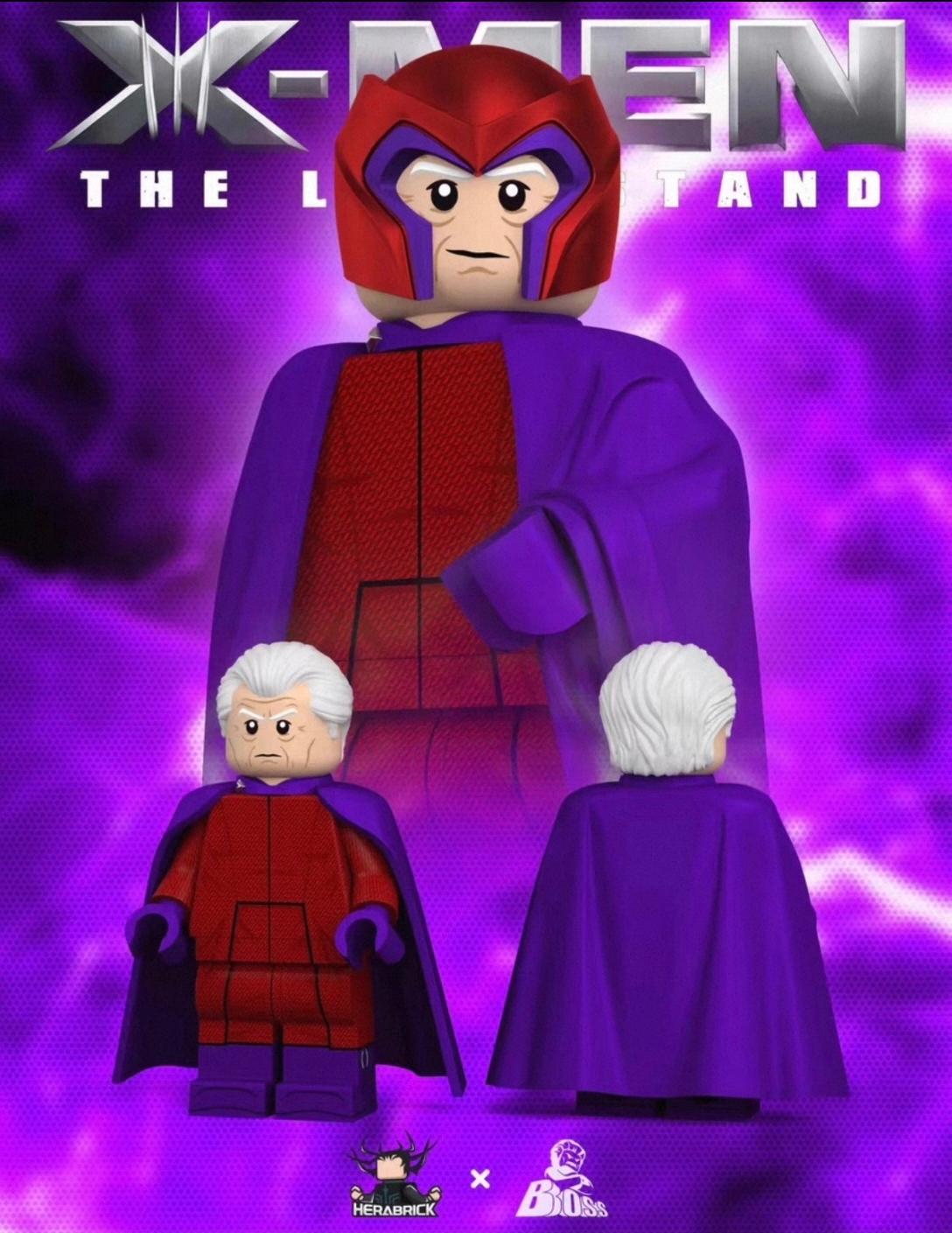 【Herabrick x Bosstoys】Magneto Variant (X-Men) + Double-Hands Cape Pack 萬磁王 Alternate Color Variant（X 戰警）+ 雙手披風配件包 매그니토 얼터너트 컬러 베리언트 (엑스맨) + 양손 망토 팩【custom minifigures】