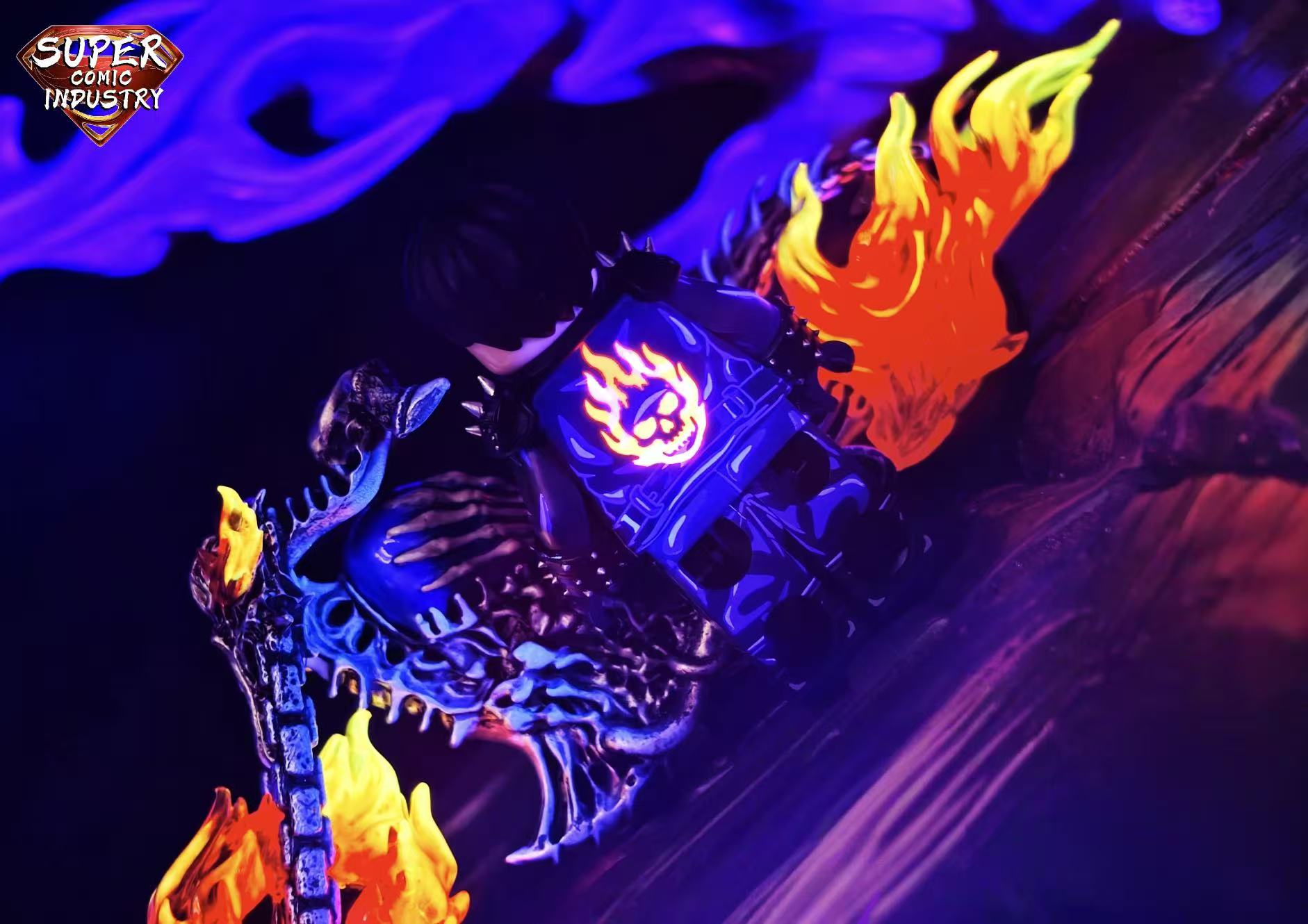 【Super comic fam】Nicolas Cage Version Ghost Rider - Hellfire Harley Motorcycle