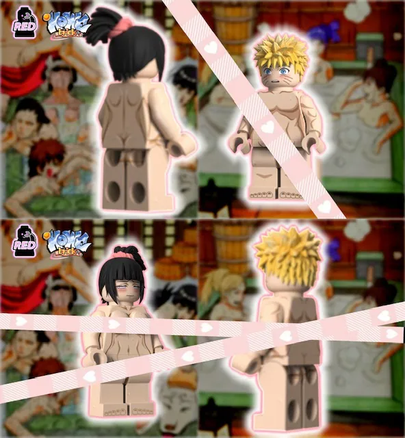 【Red】Naruto & Hinata (Hot Spring Bathroom) 溫泉浴室鳴人雛田 온탕 욕실 나루토 & 히나타【naruto custom minifigures】