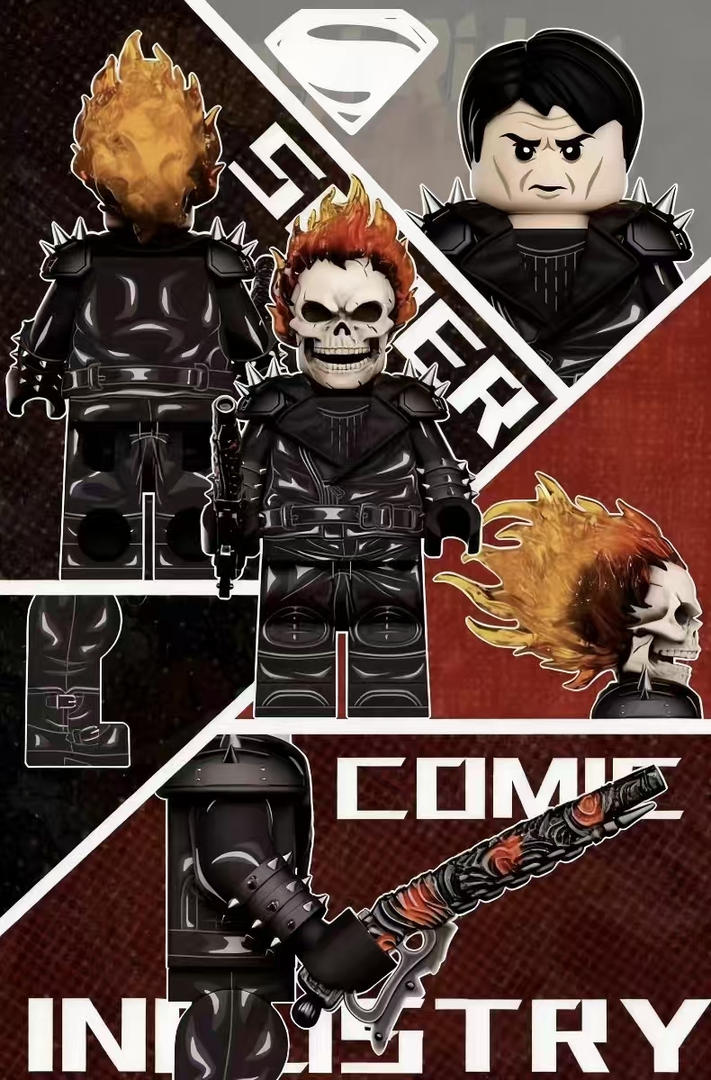 【super comic fam】Nicolas Cage Version Ghost Rider - Hellfire Harley Motorcycle