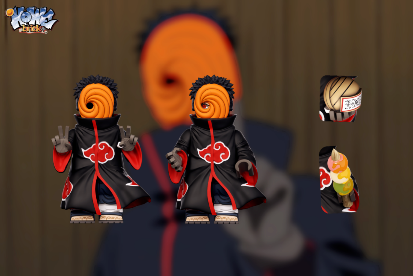 【HOWE】Obito (Akatsuki) + Obito (Battle Damaged) 帶土（曉組織）+ 帶土（戰損） 오비토 (아카츠키) + 오비토 (전손)【naruto custom minifigures】
