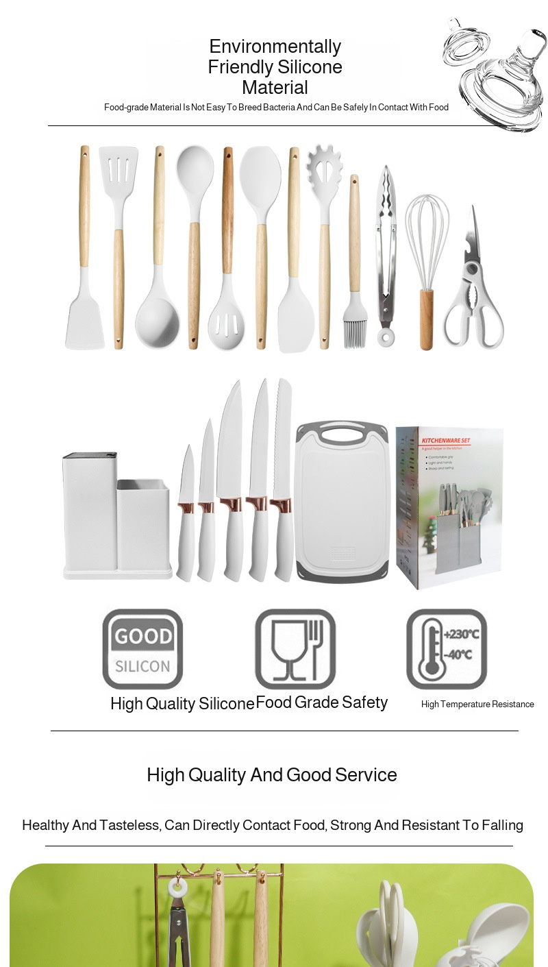 Easy to clean spatula and ladle utensils for pots and pans