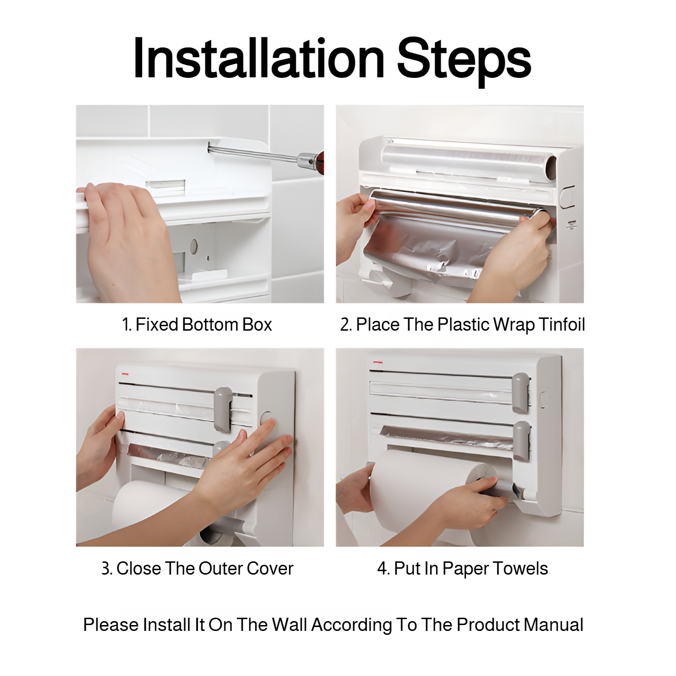 Kitchen wall rack with integrated wrap cutter