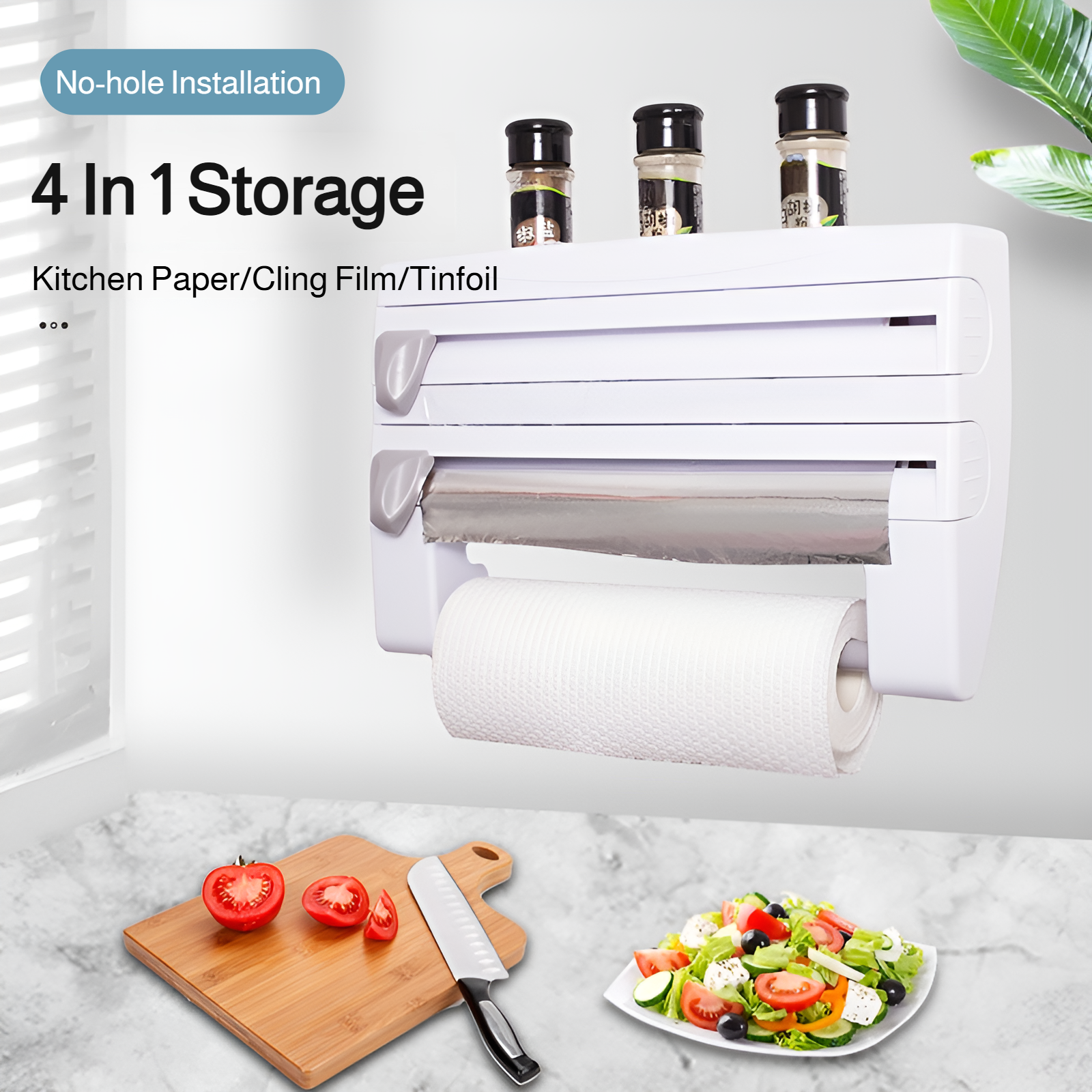 Household wall-mounted rack for organized kitchen essentials