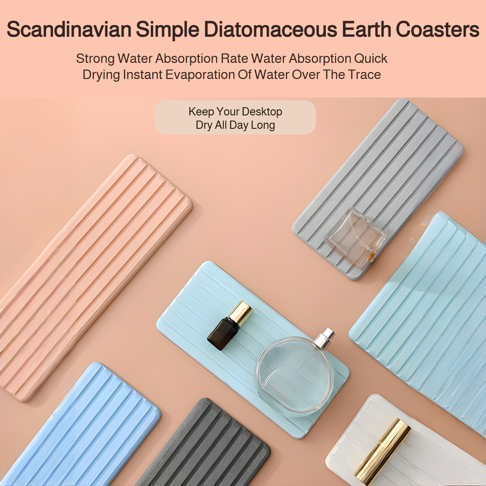 Japanese diatomite bathroom absorbent coaster on countertop