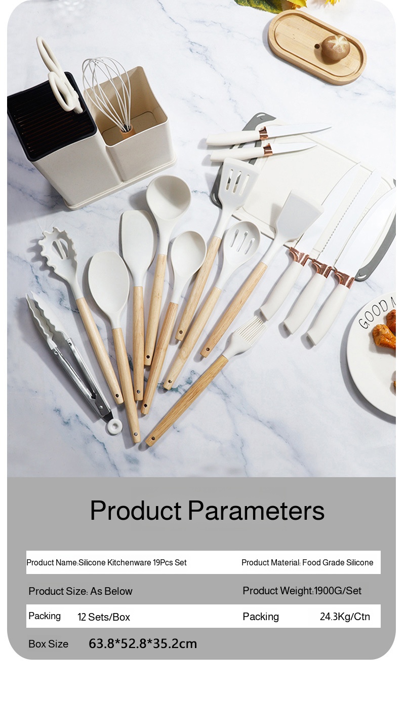 Close-up of nonstick spatula and ladle in use