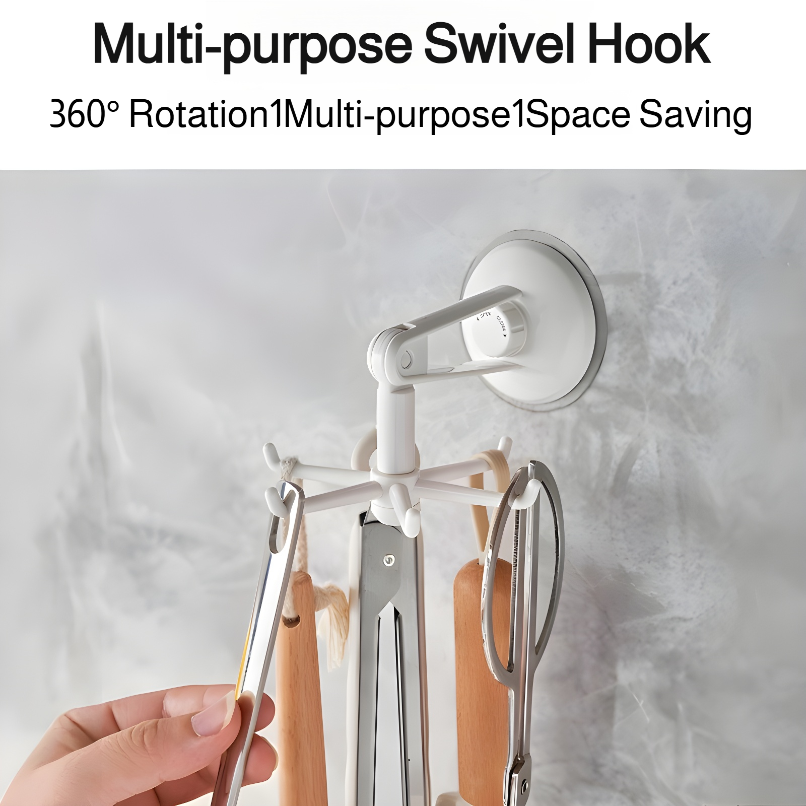 360 degree rotatable hook kitchen spatula storage wall mounted punch-free wall mount strong adhesive
