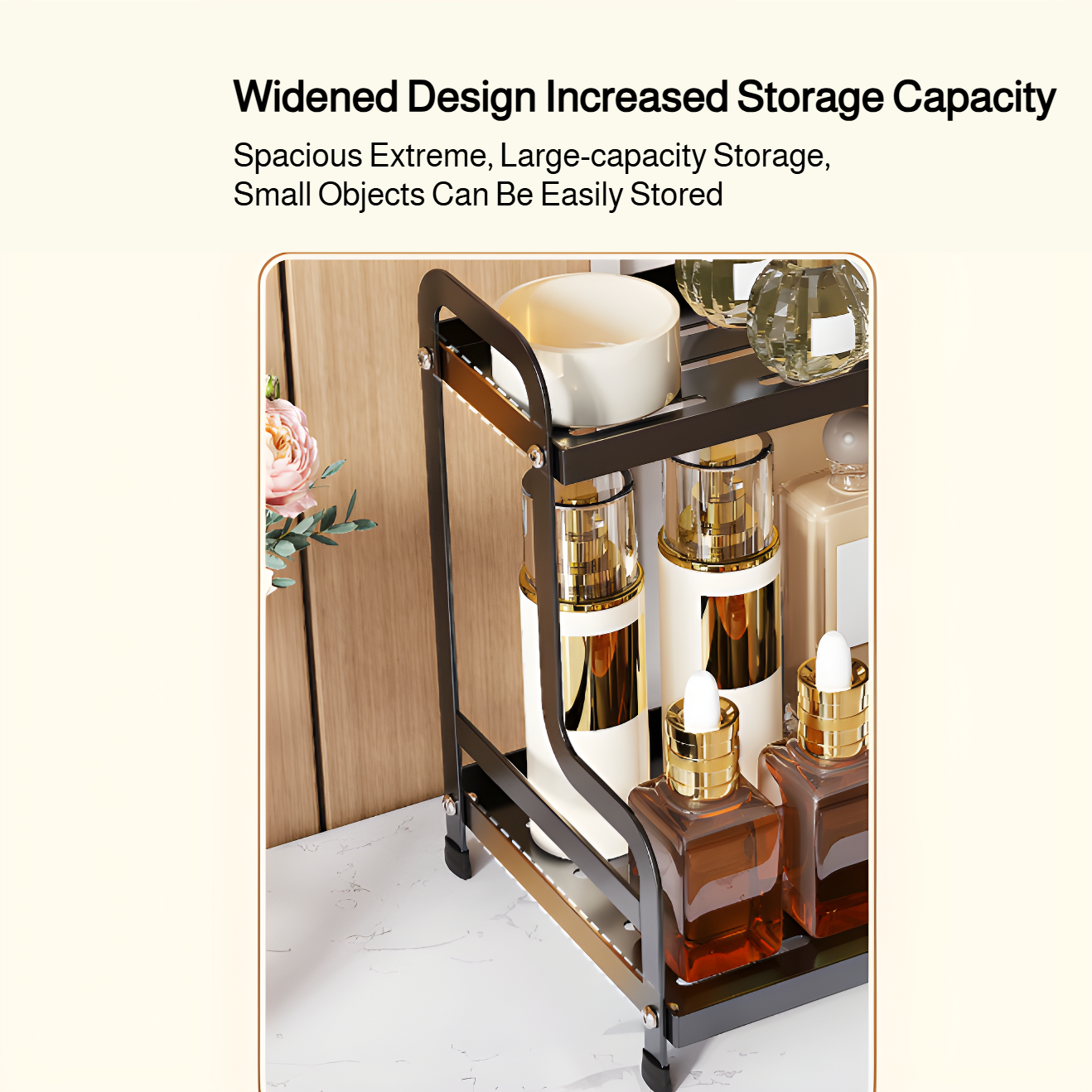 Space-saving double-layer organizer for vanity and bathroom