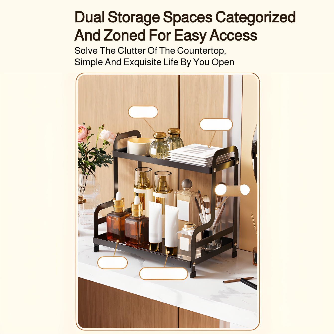 Double-layer cosmetics storage rack skin care products perfume storage box bathroom storage rack bat