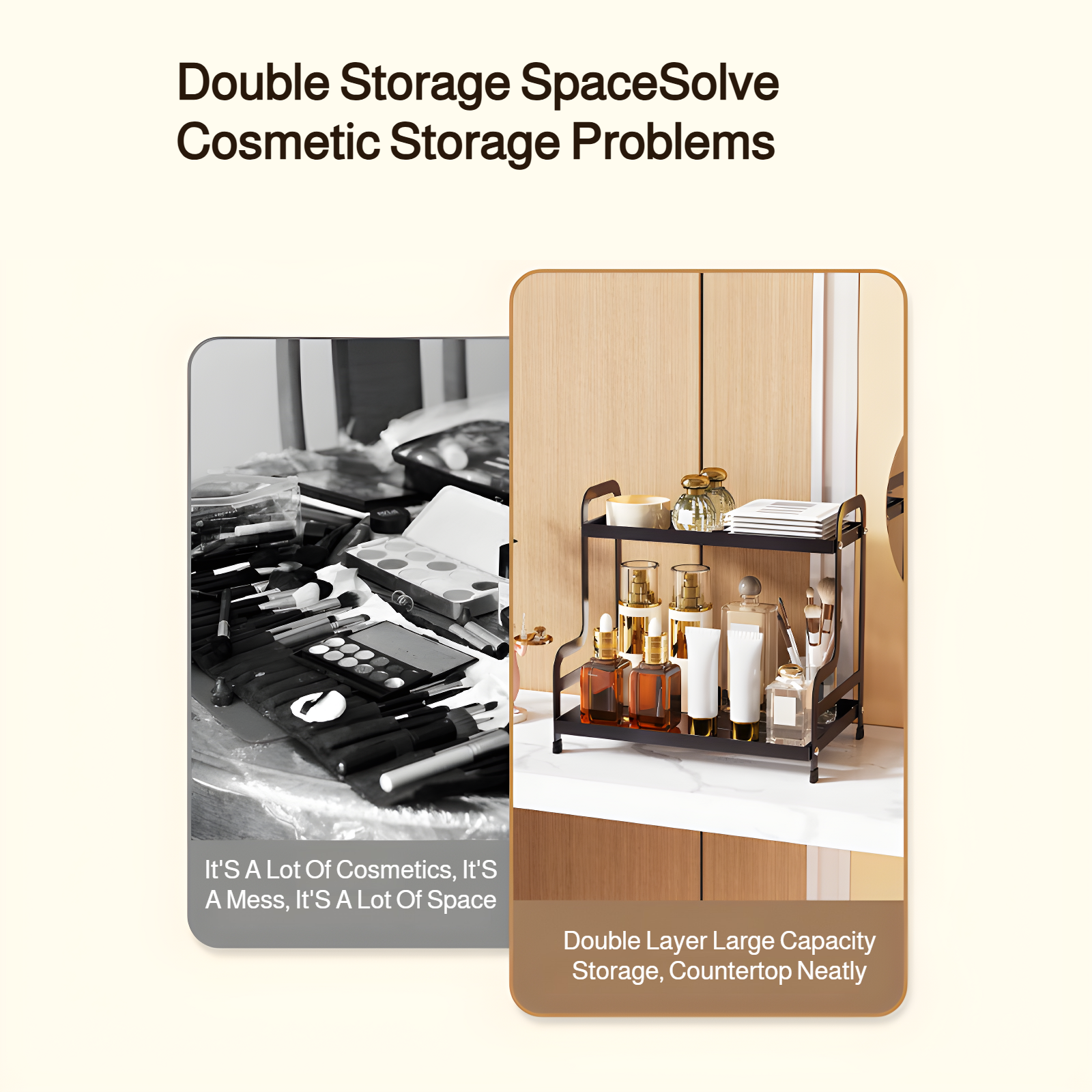 Double-layer cosmetics storage rack skin care products perfume storage box bathroom storage rack bat