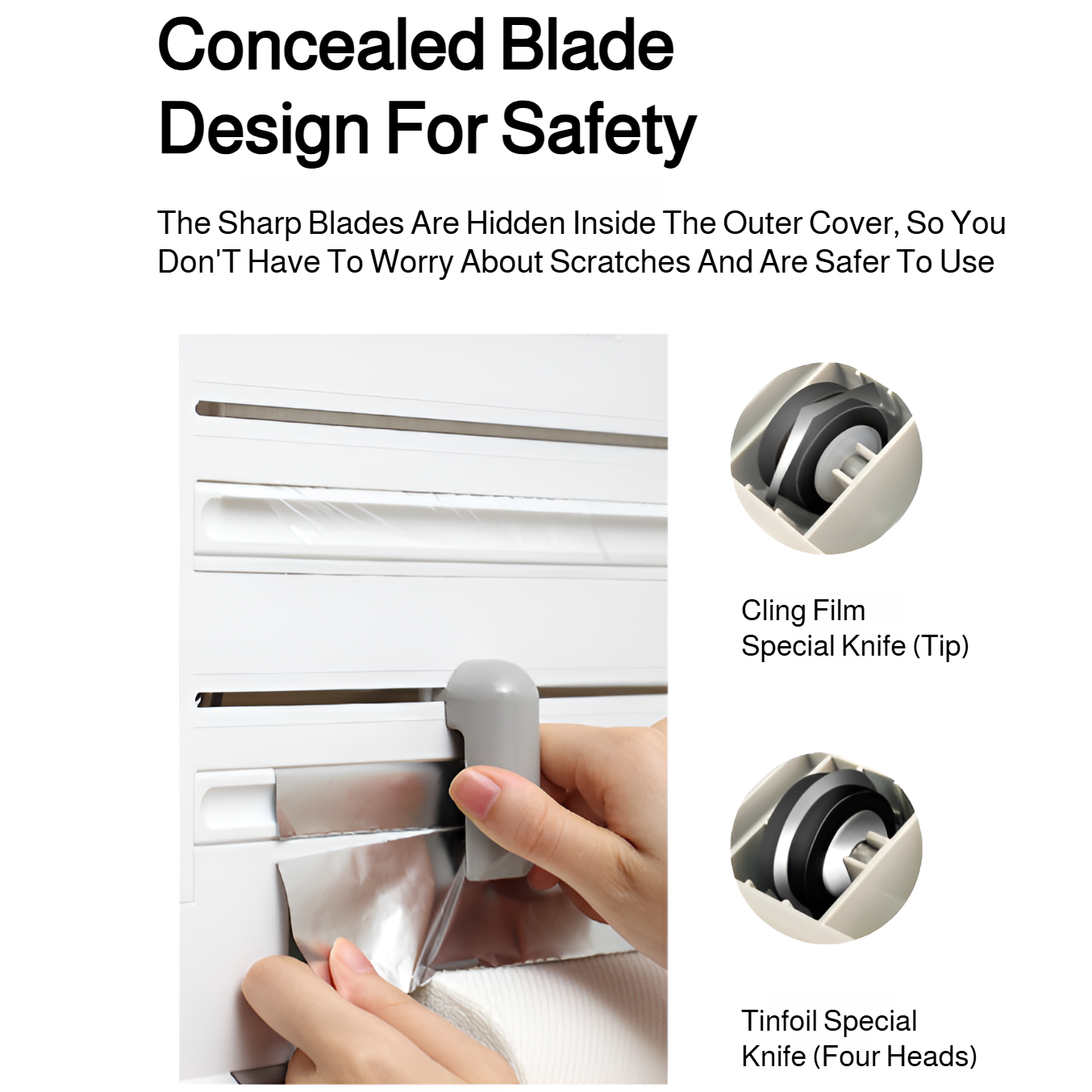 Multifunctional kitchen rack holding plastic wrap and utensils