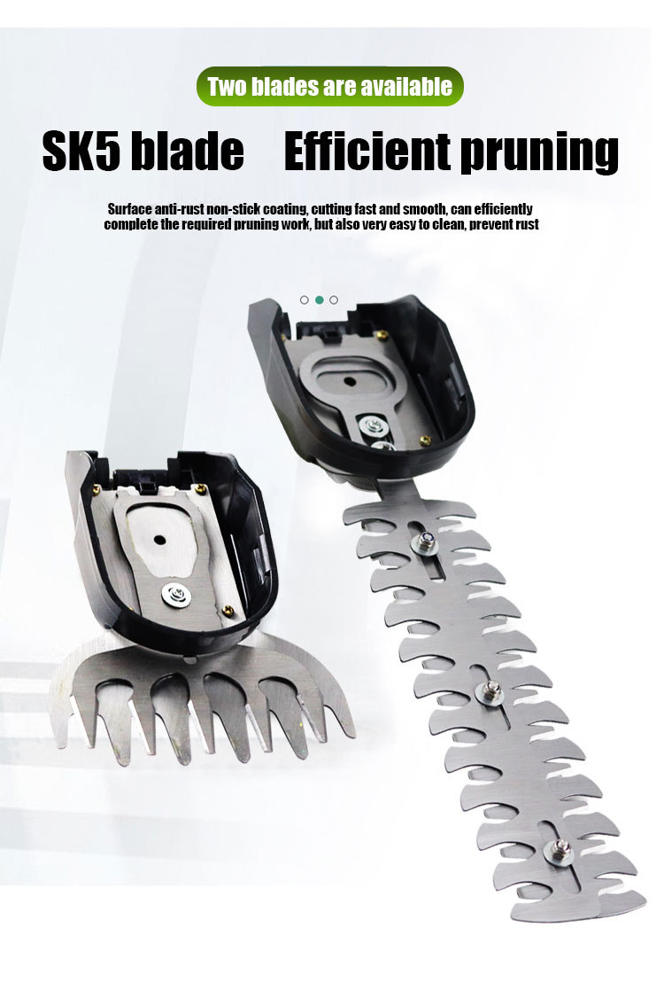 Gardener using wireless charging pruning shears outdoors