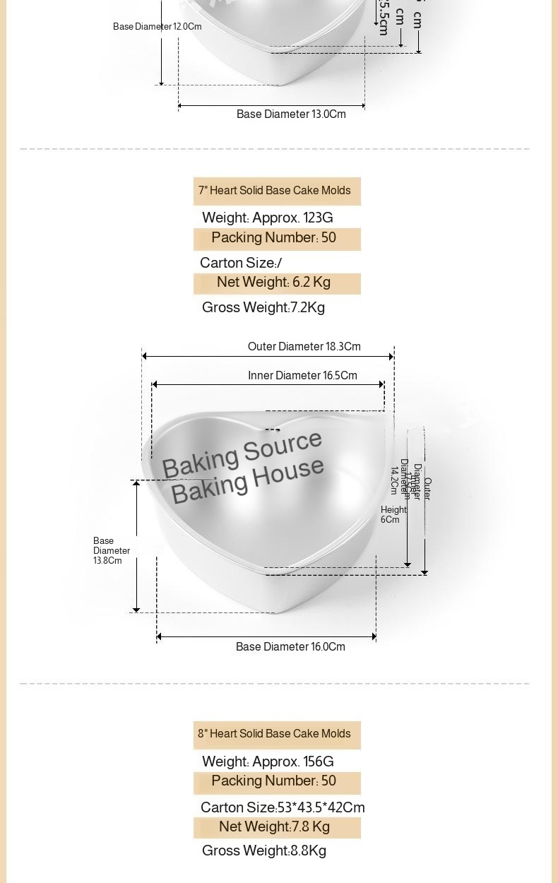 Heart shaped cake mold with easy-release movable base