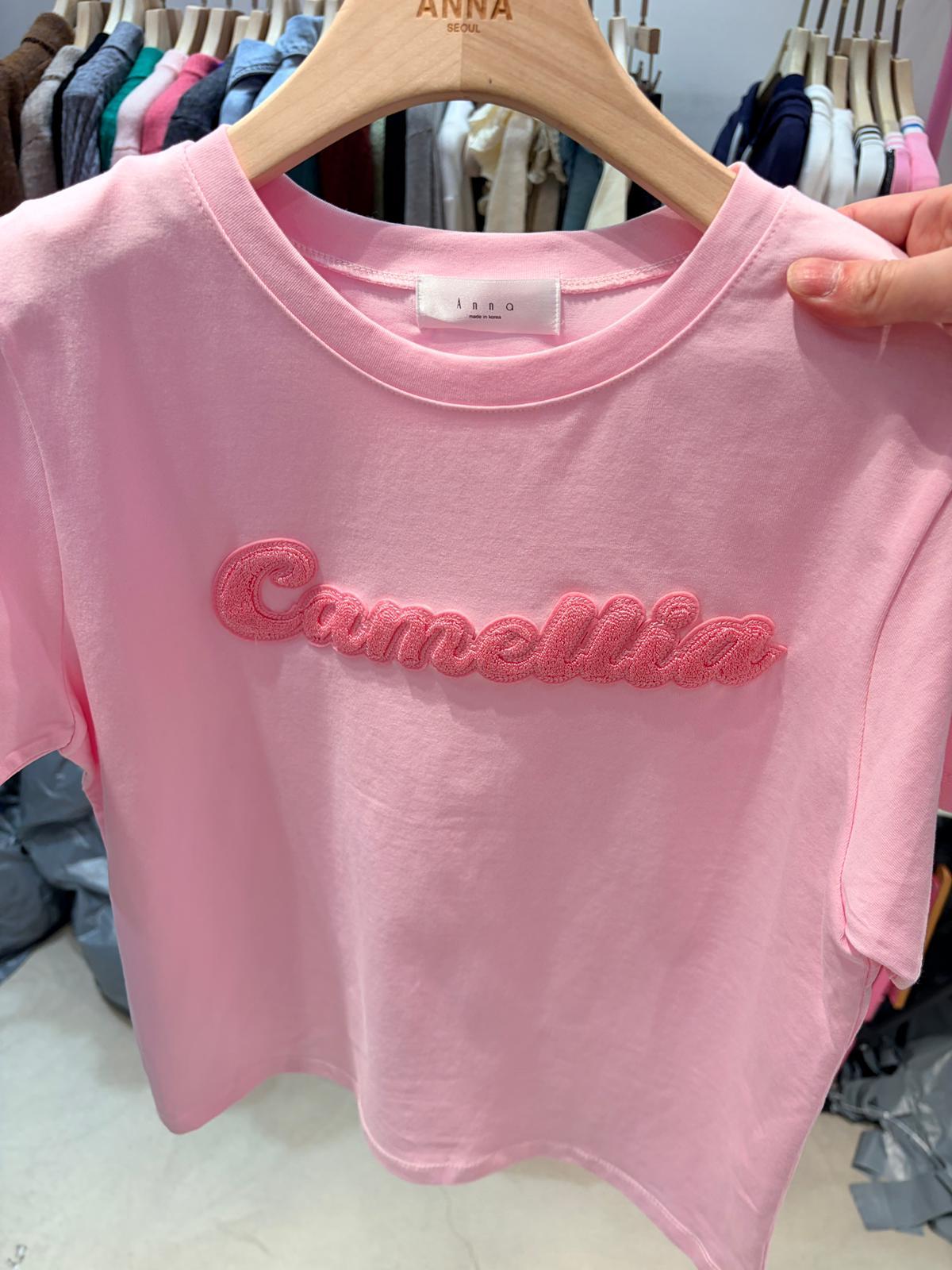 4537A PINK CASUAL TEE, RELAXED FIT, WITH EMBROIDERED LOGO