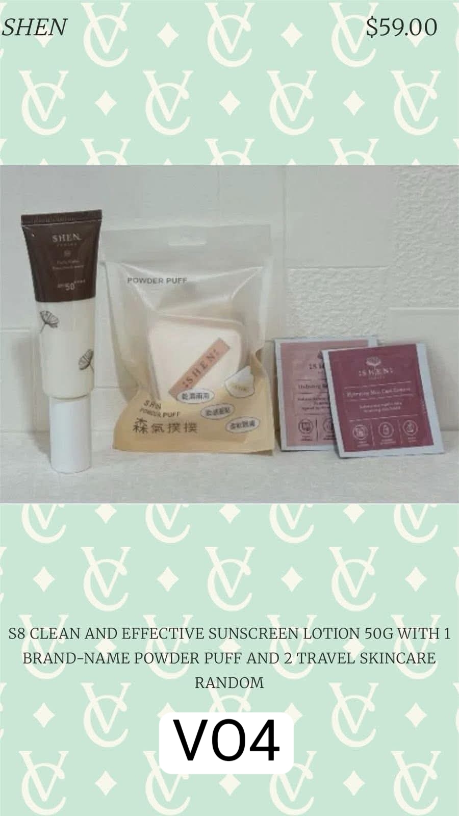 3519D CLEAN AND EFFECTIVE SUNSCREEN Lotion 50g WItH 1
BRAND-NAME POWDER PUFF AND 2 TRAVEL SKINCARE
RANDOM