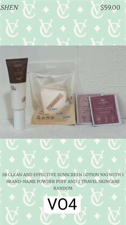 3519D CLEAN AND EFFECTIVE SUNSCREEN Lotion 50g WItH 1
BRAND-NAME POWDER PUFF AND 2 TRAVEL SKINCARE
RANDOM